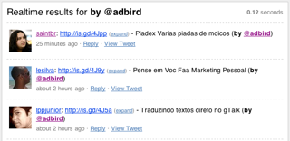 Twitter Search de AdBird, screenshot