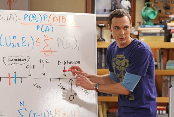 Sheldon Cooper da série TBBT mostra uma linha do tempo com a Singularidade
