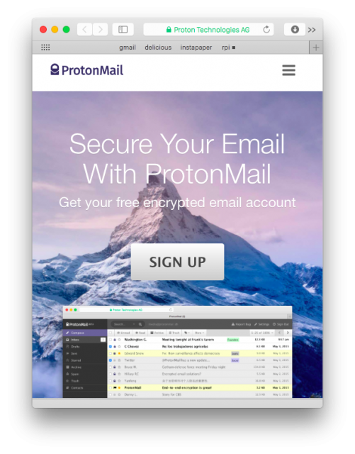Home do site ProtonMail