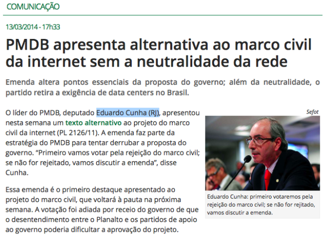 Eduardo Cunha versus o Marco Civil