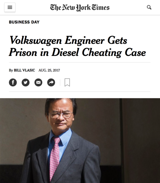 "Volkswagen Engineer Gets Prison in Diesel Cheating Case"